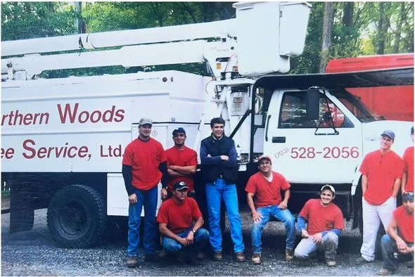 The Northern Woods Tree Service crew with their truck